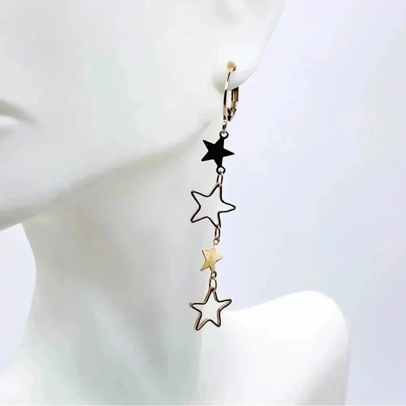 Petit Star Dangle Hoops Earrings - Picture 3 of 5